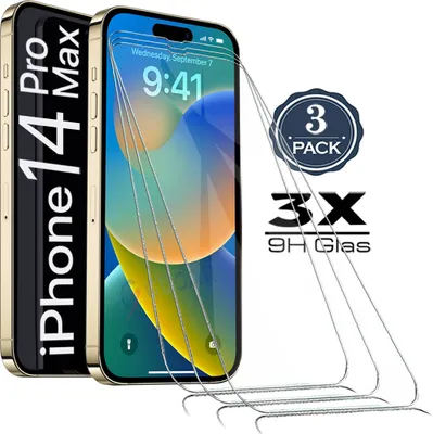 A product shot of iPhone 14 Pro Max screen protectors.