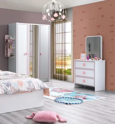 Produktbild von Kinderzimmer Set Weiß Komplett Kleiderschrank Kommode Helles Modern Möbel
