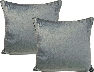 Produktbild von JACK 2er Set Teddy Flausch Kissenhülle Kissenbezug Dekokissen flauschig kuschlig weich, Farbe:Grau, Größe:50 x 50 cm