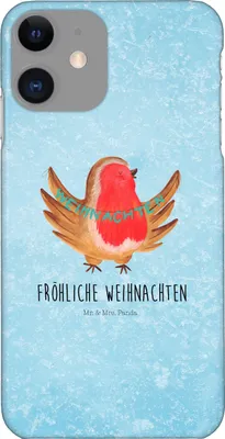 Produktbild von Mr. & Mrs. Panda Iphone 11 Handyhülle Rotkehlchen Weihnachten - Eisblau - Geschenk, Winter, Handy Schutzhülle, Smartphone Hülle, XR, Heiligabend, Weihnachtsgruß, Vogel