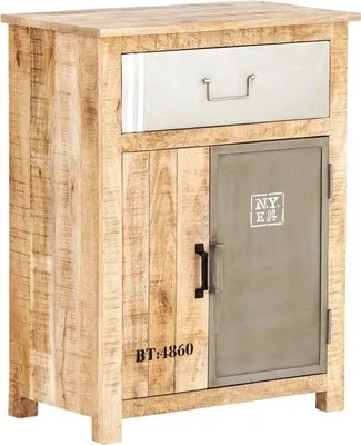 Produktbild von Kommode Pune Mango Holz Metall Mix 70x90x40cm Rustikal Flur Wohnzimmer Büro