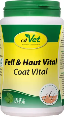Produktbild von cdVet Fell & Haut Vital Hund & Katze 150 g, Katze / Hund, Puder, Haut & Haarkleid, Adult, Kalzium, Phosphorus, Topf