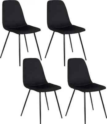 Image de Lot de 4 Chaises - HOME DECO FACTORY - Gulia - Velours Côtelé - Noir