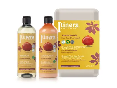 Obrázek produktu pro ITINERA Dárková sada: kondicionér + šampon pro poškozené vlasy s kaštanem z toskánských kopců 2x370ml