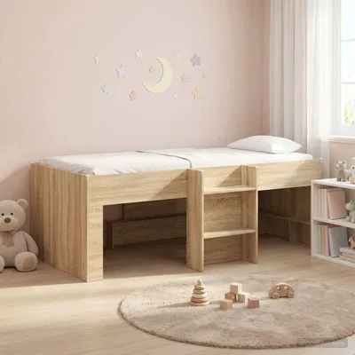 Image de Lit superposé exclusif pour enfants, en bois imitation chêne Sonoma, dimensions 75 x 190 cm