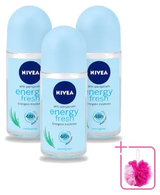 Obrázok produktu pre 3 x NIVEA Energy Fresh deodorantový roll-on pre ženy - 50 ml - výhodná sada - 3 kusy