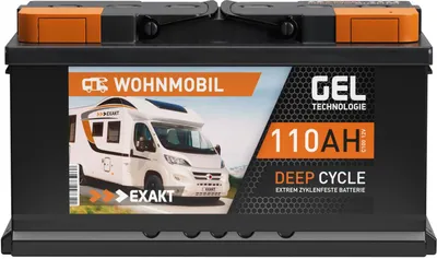 Produktbild von Exakt GEL Wohnmobil Solarbatterie 12V 110Ah 315x175x190mm 23kg Wartungsfrei Zyklenfest Pluspol Rechts
