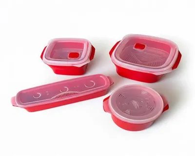 Produktbild von Mikrowellengeschirr Set 2x Mikrowellen Dampfgarer 1,5 & 2,8L 1x Reiskocher 1L 1x Nudelkocher