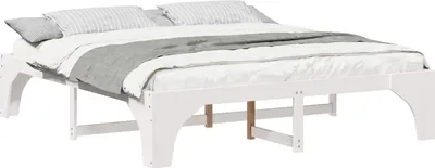 Produktbild von vidaXL Bettrahmen Weiß 200 x 200 cm Massives Kiefernholz