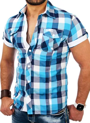 Produktbild von Reslad Herren Kurzarm Hemd Oceanside RS-7065 Türkis 2XL