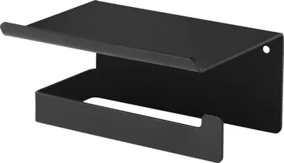 Produktbild von Toilettenpapierhalter für die Wandmontage - mit Ablage, Schwarz, Stahl, 160 mm, Deante