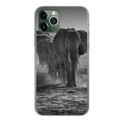 Produktbild von MuchoWow® Handyhülle Schutzhülle Hülle für iPhone 11 Pro Elefant - Einfarbig - Tiere - Schwarz - Weiß Silikon Softcase Handy Hülle - Handy