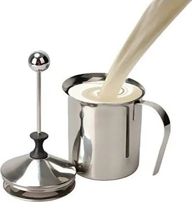 Produktbild von 400-ml-Milchaufschäumer aus Edelstahl mit Doppelsieb für Milch, Milchschaum und Kaffee