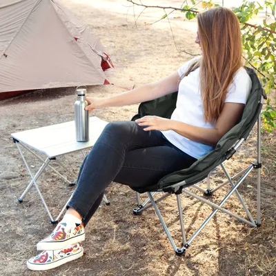 Produktbild von Navaris Moon Chair Faltsessel rund - Camping Stuhl Outdoor Klappstuhl - Campingstuhl mit Tasche - Angelstuhl Falt Sessel - Klappsessel div. Farben