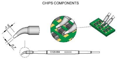 Produktbild von JBC C120004 Entlötspitze gebogen Spitzen-Groesse 0.7 mm Inhalt 1 St.