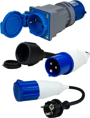 Produktbild von CEE Adapter 3er Set Stromadapter Camping CEE Stecker Schuko Steckdose CEE