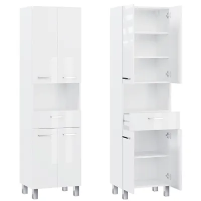 Zdjęcie produktu dla Słupek łazienkowy szafka łazienkowa regał do łazienki biały połysk 50 cm