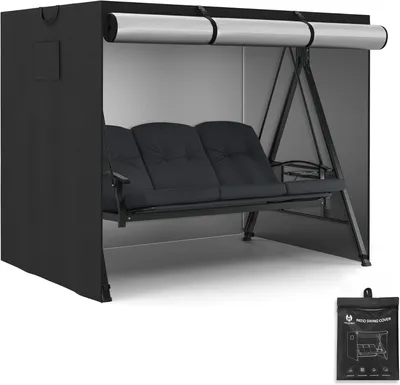 Produktbild von Hollywoodschaukel Abdeckung 180x125x150 cm, 2-3 Sitzer, wasserdicht, Oxford, schwarz, für Garten