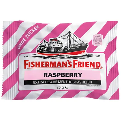 Zdjęcie produktu dla Fishermans Friend Rasberry świeże pastylki mentolowe bez cukru 25g