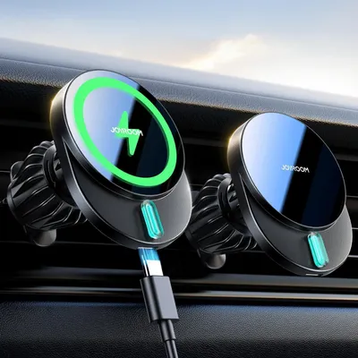 Produktbild von Autohalterung mit Ladefunktion 15W Schnellladen Lüftung Magsafe iPhone Kompatibel Schwarz
