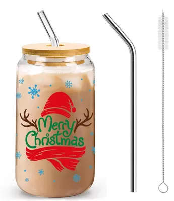 Weihnachtsglas 500 ml – Santa-Glas mit Deckel, festlich