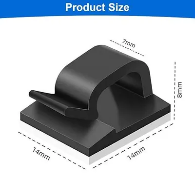 Produktbild von PolkaHome® Kabelhalter selbstklebend 50 Stück Schreibtisch Kabelclips Kabelmanagement Kabelorganizer schwarz