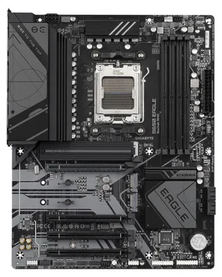 Produktbild von GIGABYTE B650 EAGLE Mainboard - AMD Ryzen 9000er-Serie, 12+2+2 Phasen VRM, bis zu 7600 MHz DDR5 (OC), 1xPCIe 5.0 + 2xPCIe 4.0 M.2, GbE LAN, USB 3.2 Gen 2, AMD, Sockel AM5, AMD Ryzen 7000 Series, AMD Ryzen 8000 Series, AMD Ryzen 9000 Series, Sockel AM5, DDR5-SDRAM, 256 GB