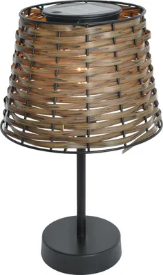 Produktbild von Näve Leuchten Solar-Tisch-Leuchte Rattan braun "RADA" Solar-Tisch-Leuchte Rattan braun "RADA" Solarleuchten - Solar-Tisch-Leuchte Rattan braun "RADA", Tischlampe für den Außenbereich im Landhaus Stil aus Metall und Kunststoff in braun, 31 cm hoch, Ø 19 cm, LED Platine – Dämmerungssensor – Druckschalter