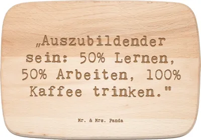 Produktbild von Mr. & Mrs. Panda Schneidebrett Holz Spruch Auszubildender - Transparent - Geschenk, Berufsprodukte, handgefertigt, vesperbrett, Holzbrett, Wertschätzung, schneidbrett