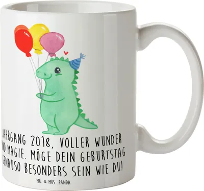 Produktbild von Mr. & Mrs. Panda Kaffeetasse 2018 Geburtstag - Weiß - Geschenk, Happy Birthday, Glückwunsch, einzigartig, Geburtsjahr, Alter, liebevoll, Kaffeebecher, haferl, Pott