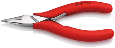 Produktbild von Knipex Elektronik-Greifzange DIN ISO9655 L115mm flach-rund poliert Kunststoff-Überzogen - 35 21 115