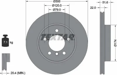Obrázek produktu pro 2x TEXTAR 92097205 Brzdový kotouč přední nápravy