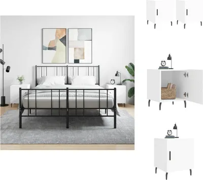 Image de vidaXL Tables de chevet 2 pcs. Blanc 40x40x50 cm Bois composite - Tables de chevet
