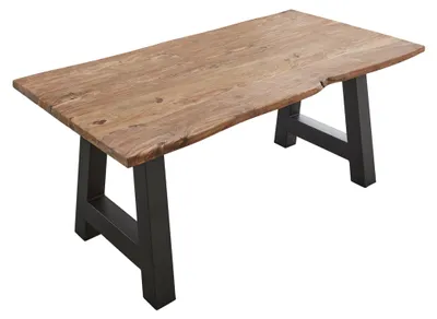 Produktbild von Baumkante Esstisch Sheesham naturbelassen 180x90 A-Gestell schwarz Lotti