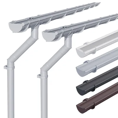 Produktbild von INEFA 2x Dachrinnenset Kunststoff NW100 / 100mm halbrund 7m Grau, Regenrinne PVC für Gartenhaus & Carport, Dachrinnen Set, Dachrinne Kunststoff  Germany