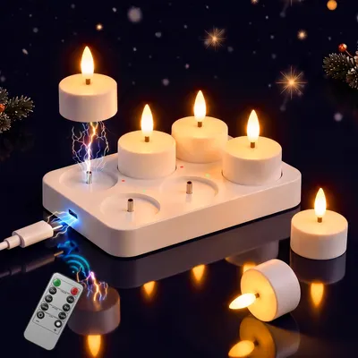 Image de Bougies LED rechargeables, lot de 6, avec fonction minuterie