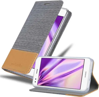Produktbild von Cadorabo Hülle für Huawei Enjoy 7 Schutzhülle in Grau Handy Hülle Etui Book Case Cover