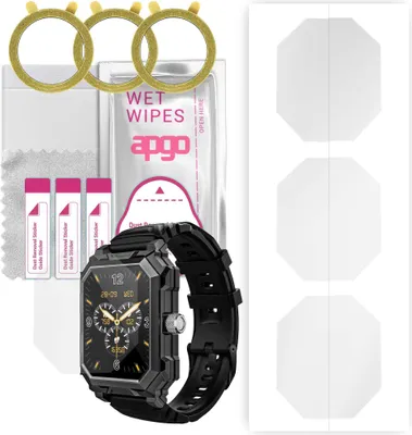 Produktbild von apgo 3 Stück Schutzfolie, klar, kompatibel mit BlitzWolf BW-GTS3 Smartwatch, Hydrogel Displayschutzfolie mit Positionierhilfe, Displayfolie, robust und kratzfest