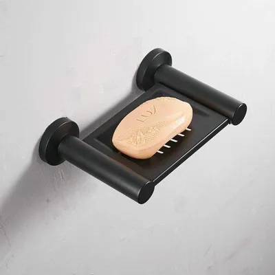 Productafbeelding van Famanu Zeephouder voor wandmontage, roestvrij staal, zwart - 12,4 cm