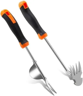 Produktbild von PromoHome® Unkrautentferner Set – 2-teiliges rostfreies Stahl Gartengerät, 25x15x35 cm