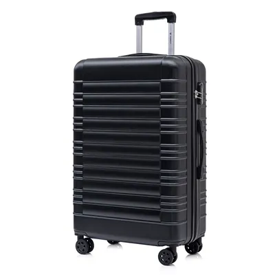 Produktbild von Koffer Trolley Reisekoffer Suitcase, Rollkoffer Handgepäck ,mit 4 Rollen360°, Hartschalenreisekoffer, Zahlenschloss, Weicher Gummigriff (L,Schwarz)
