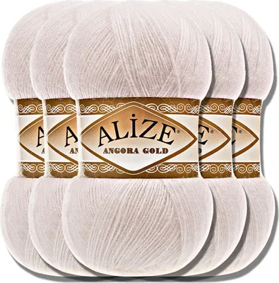 Produktbild von Alize 5x 100g Angora Gold Wolle, Uni, Häkeln, Stricken (Bone | 599)