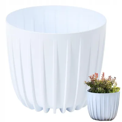 Produktbild von Lamela Mira Niedriger Blumentopf Übertopf Weiß 20cm