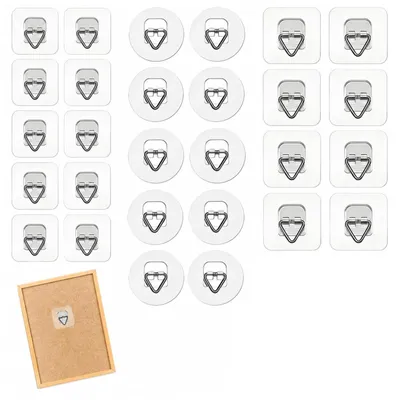 Aufhängepads, 30 Stück, 3 Formen, transparent, selbstklebend, wiederverwendbar