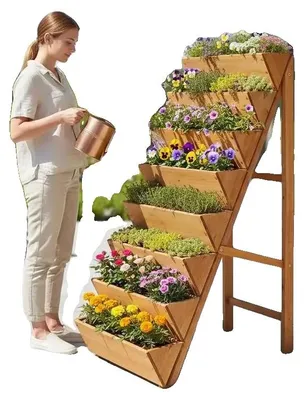 Image de Jardin vertical, design à 8 niveaux, construction en bois durable, FXCCGJM9OBADN1