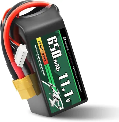 Immagine prodotto di Batteria LiPo 3S 11.1V 650mAh 80C con connettore XT30 - Custodia morbida, cavo in silicone - Per droni FPV e modelli RC - 56x30x15mm, 58g