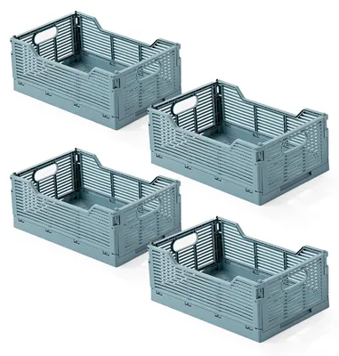 Faltbox aus Kunststoff, 4 Stück, blau, 30,5x20,5x12,5 cm