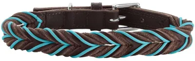 Productafbeelding van Hunter Solid Education, Hondenhalsband, Standaard kraag, Bruin, Turquoise, Leer, Effen, Maat S-M