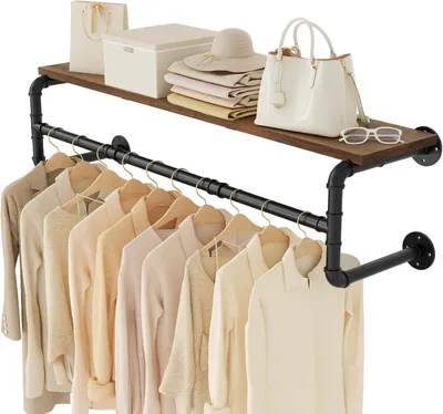 Produktbild von 105cm Wandgarderobe mit Ablage, Vintagebraun und Schwarz