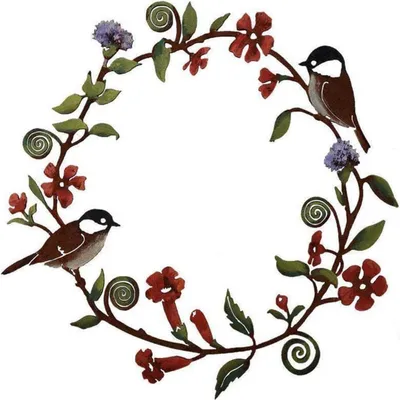 Image de Couronne décorative en métal, motif oiseau, utilisable toute l'année, diamètre 30 cm, en acier inoxydable